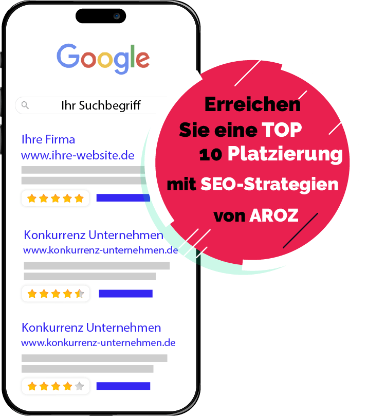 Erreichen Sie eine TOP 10 Platzierung mit SEO Strategien von AROZ Webdesign SEO
